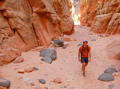 We begin our trip in Capitol Reef, an undiscovered gem in the national park system. Here, it's not unusual to have an entire canyon to ourselves.