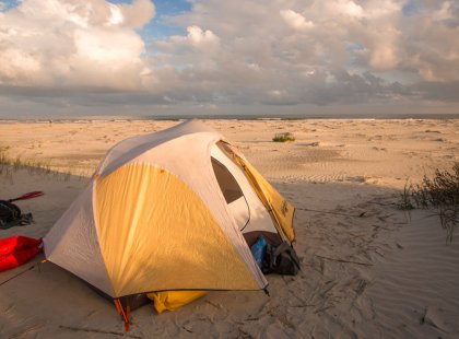 Nothing beats a unobstructed morning view of the full expanse of the Atlantic Ocean outside your tent.