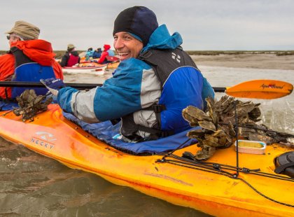 While out kayaking for the day, you may have the opportunity to harvest a bit of your dinner from local oyster beds.