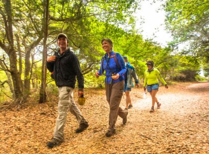 Enjoy group camaraderie while hiking the inland trails of Bull Island.