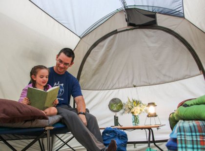 Our deluxe camp accommodations take camping to the next level; we take care of the details while you enjoy time with family.