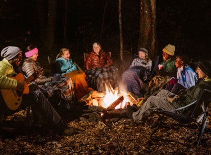 Hang out with family and new friends around the campfire.