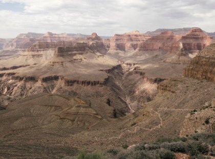 Miles of trail snake from the rim of the Grand Canyon down to the mighty Colorado River.