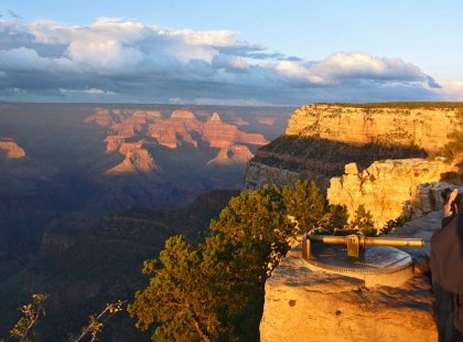 Our Grand Canyon adventure concludes with a celebration dinner, spectacular view, and overnight stay at a hotel on the South Rim.