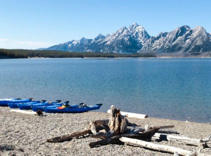 The kayaks are ready and adventure awaits; book your trip to explore Grand Teton National Park today.