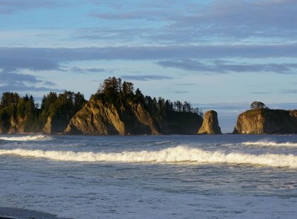 Hike along the rugged shores of Olympic National Park and marvel at the iconic sea stacks that dot the coast.