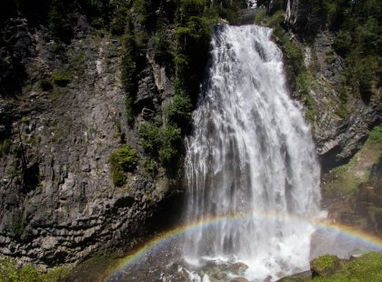 The spectacular Narada Falls is one of many glacier-fed waterfalls we enjoy on our adventure.