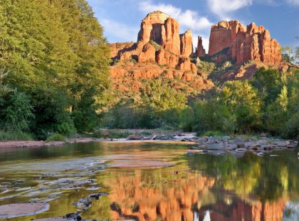 Explore magnificent Red Rock State Park, a 286-acre nature preserve filled scenic trails offering fantastic views of the park's colorful sandstone formations.