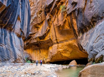 Hiking in the magnificent Zion River Narrows