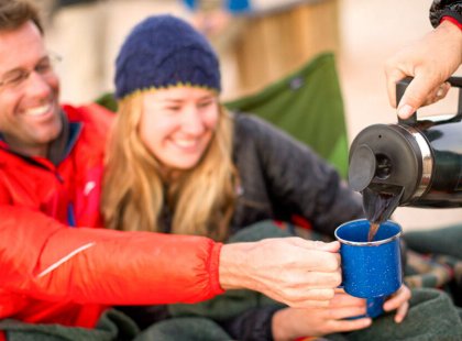 Enjoy the personal service of our guides and camp hosts, like freshly-brewed coffee delivered to your tent.