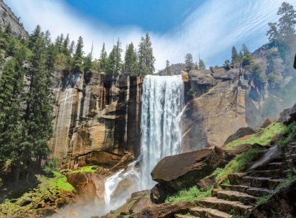 Hike the spectacular Mist Trail to Vernal Falls.