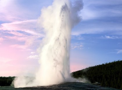 Witness an eruption of Old Faithful and visit the Upper Geyser Basin, the largest active geyser field in the world.