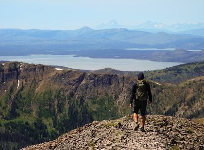 A hike to the summit of Avalanche Peak rewards us with outstanding views of southern Yellowstone, stretching all the way to the Tetons 50 miles away.