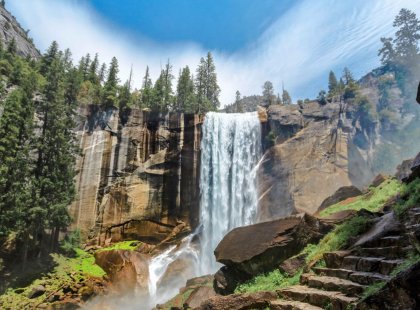 Hike the spectacular Mist Trail past Vernal and Nevada Falls.