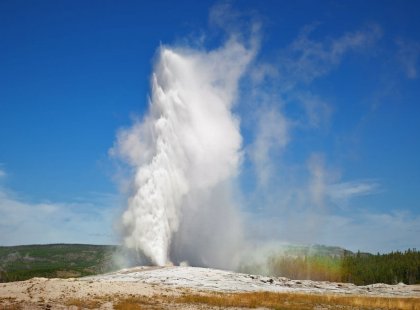 No visit to Yellowstone would be complete without witnessing an eruption of Old Faithful, one of the park’s most predictable geysers.