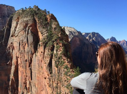 Enjoying the view from Angels Landing.
