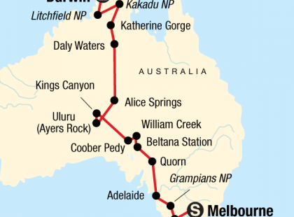Australia South to North–Melbourne to Darwin