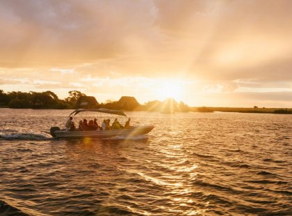 Botswana Chobe River Boat Travellers Sunset