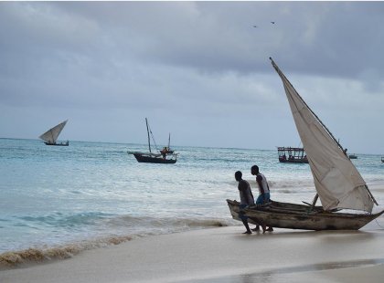 Zanzibar boats on the beach