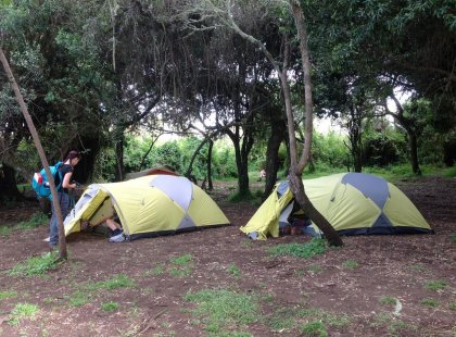 Travellers on the Machame route, Tanzania