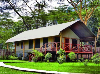The bungalows at Crescent Camp in Lake Naivasha, Kenya