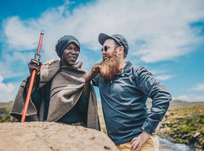 Get to know the locals as you hike though Drakensberg Mountain Range in South Africa