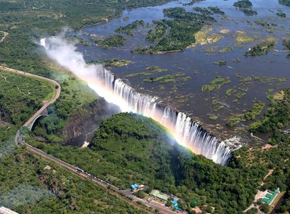 Zimbabwe - Victoria Falls aerial view rainbow