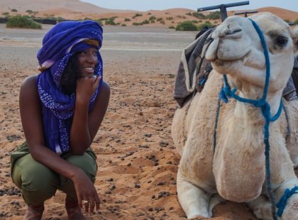Morocco Merzouga girl camel