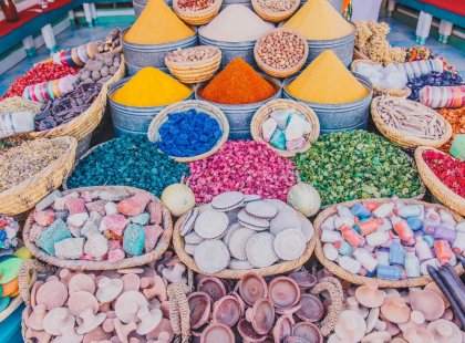 Visit the spice markets in Marrakech, Morocco