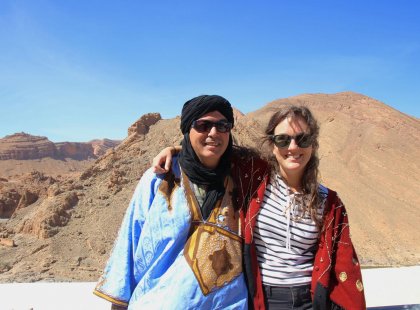 local berber and tourist at Atlas Mountains, Morocco