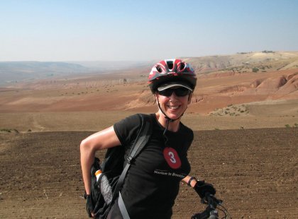 Female traveller cyclist in Morocco