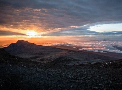 Sunset from the summit of Mt Kilimanjaro, Tanzania