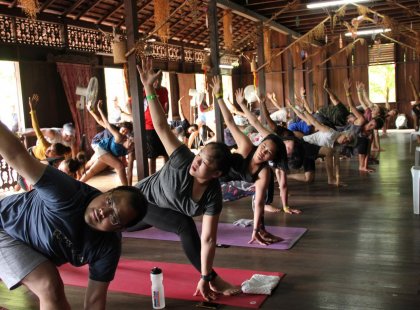 Yoga class at Sarawak Rainforest World Music Festival