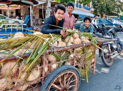 cambodia sihanoukville local street vendors coconuts