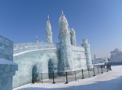 Harbin ice castle outside in China