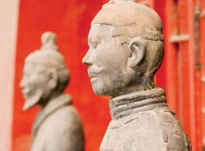 china xian warriors orange ancient statues stone