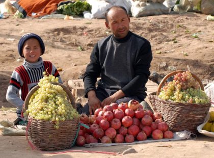 china kashgar market fruit sellers local produce