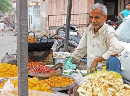 Local food seller in Agra, India