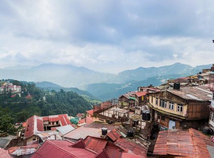 india shimla village buildings view over mountains