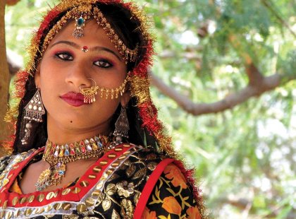 Dancer in traditional attire in Udaipur, India