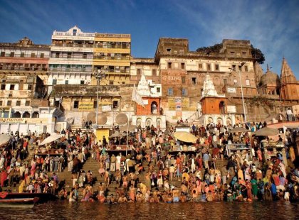 Crowds gathering on the Shores of the Varanasi, India