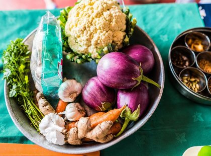 HHSV Ingredients for cooking class on India Vegan Food Adventure