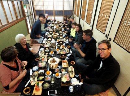 Group dinner in a traditional japanese restaurant