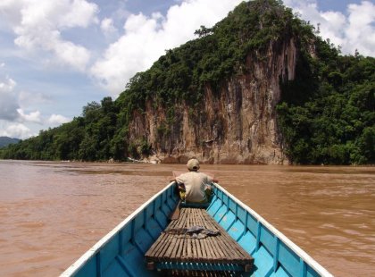 Cruising down the Mekong River in Laos