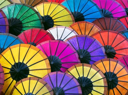 Laos, Luang Prabang, Umbrellas, market