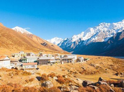 The village of Kyanjin on the Tamang heritage & Langtang valley trek