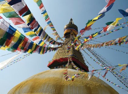 Nepal, Kathmandu, prayer flags temple