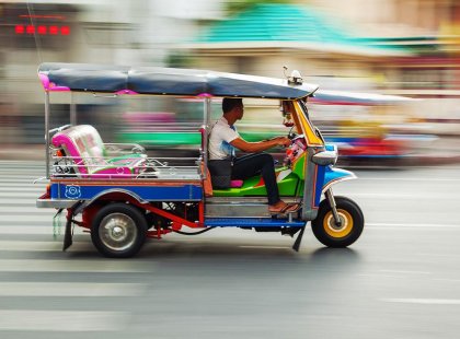 The busy streets of Bangkok in Thailand