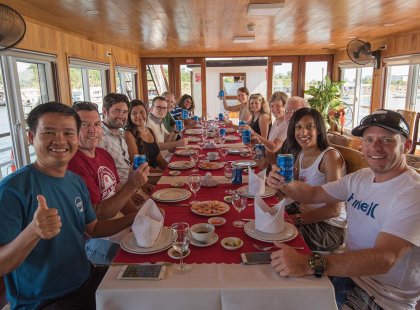 Lunch on a junk boat in Halong Bay, Vietnam