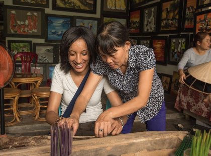 Making incense the traditional way in Hue, Vietnam